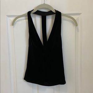 Black velvet Topshop crop halter top - fitted